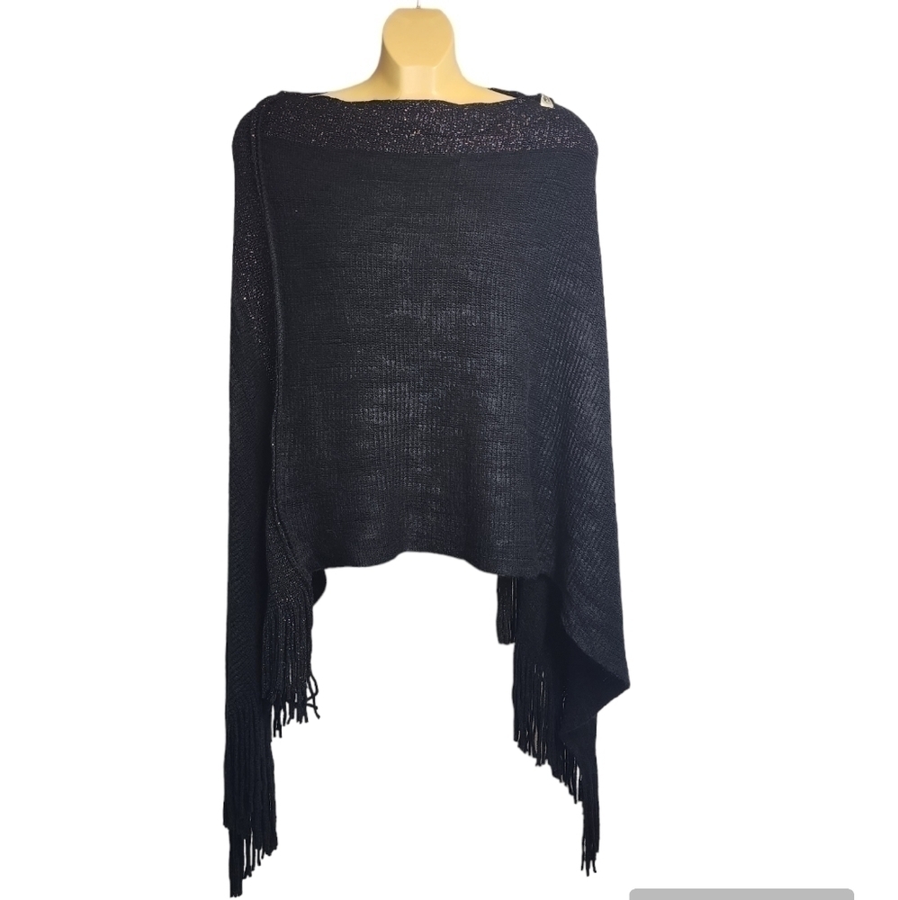 PLUS SIZE Black Knitted Sweater Poncho​ - Picture 2 of 8